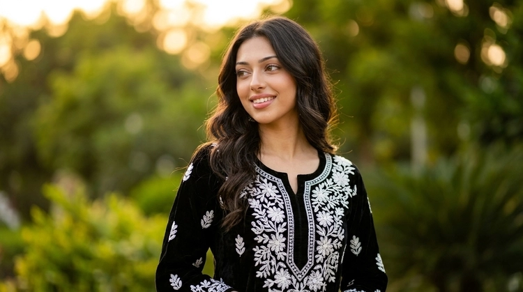 Black Kurta Golden Hour | AI Prompt for Girls